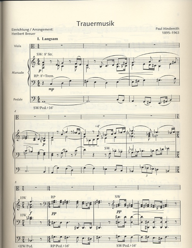 Hindemith, P. (Breuer, arr.): Trauermusik (viola and organ)