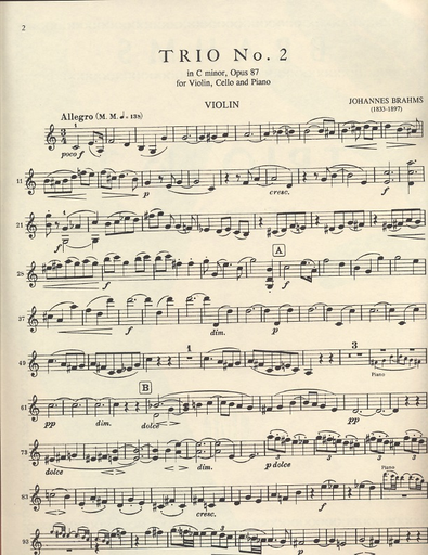 Brahms, Johannes: Trio No.2 in C major Op.87 (violin, cello, piano)