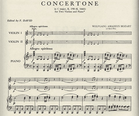 Mozart, W.A.: Concertone in C major K190 (2 violins & piano)