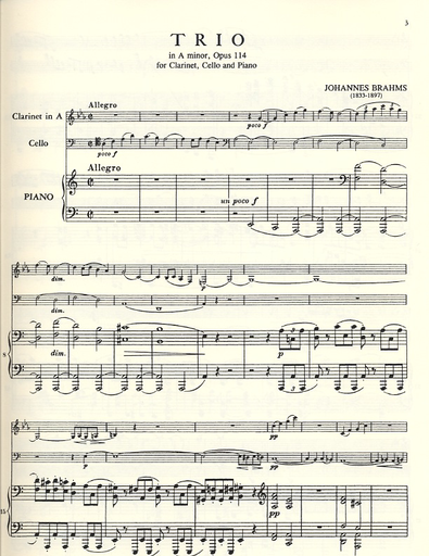 Brahms: Trio Op.114 in a minor (clarinet, cello, piano) or (viola, Cello, Piano)(violin, Cello, piano) IMC