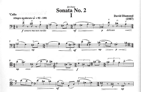 Diamond, David: Cello Sonata No.2 (cello & piano)