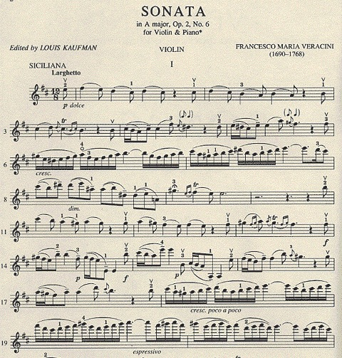 Veracini, F.M.: Sonata in A major Op.2 No.6 (violin & piano)