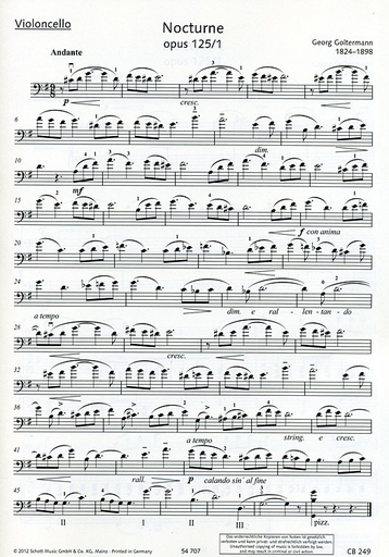 Goltermann, Georg (Zumkley): Noctune Op. 125/1 in G major (cello & piano)