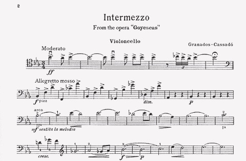 Granados, E. (Cassado): Intermezzo from ''Goyescas'' (cello & piano)