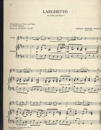 Handel, G.F. (Clapp): Larghetto (violin & piano)