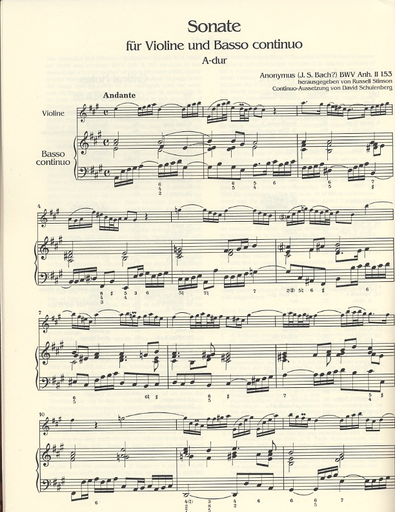 Bach (Anon?): Sonate for Violin & Basso Continuo BWV153 (violin, cello & piano)