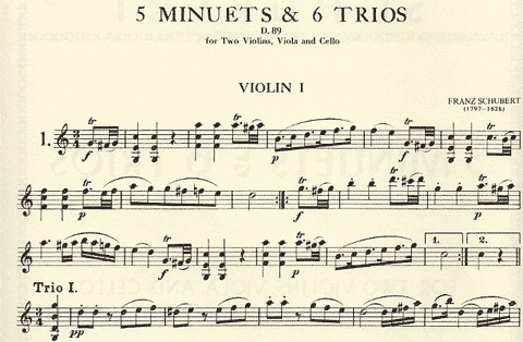 Schubert, F.: Five Minuets and 6 Trios (string quartet)