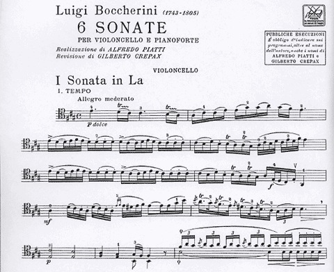 Boccherini (Piatti): 6 Sonatas for Cello & Piano