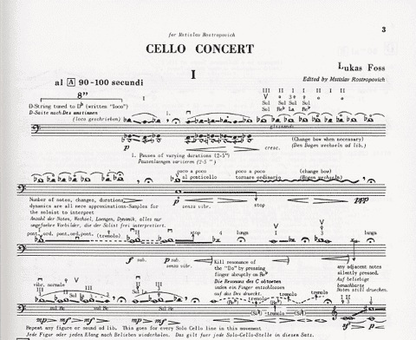 Foss, Lukas: Cello Concerto (cello & piano)