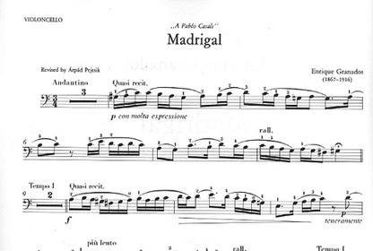 Granados, Enrique (Pejtsik): Madrigal (cello & piano), Edito Musica Budapest