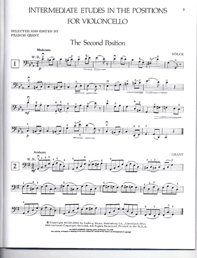 Grant, Francis: Intermediate Etudes in the First Position for Violoncello (cello) Ludwig Masters