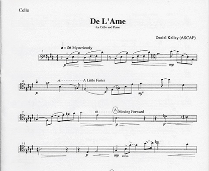 Kelley, Daniel: De L'Ame (cello & piano)