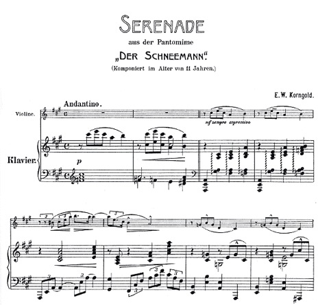Korngold, E.W.: Serenade from ''The Snowman'' (cello or violin and piano)