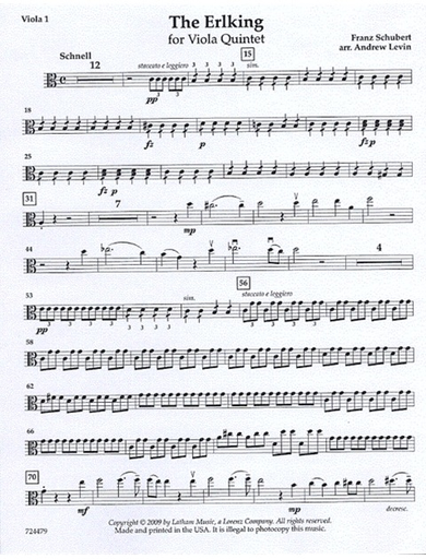 Schubert, F. (Levin): The Erlking for Viola Quintet (5 violas)