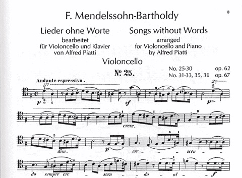 Mendelssohn, F.: Song Without Words Vol.3 (cello & piano)