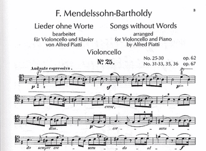 Mendelssohn, F.: Song Without Words Vol.3 (cello & piano)