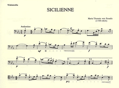 Paradis, Maria Theresa von: Sicilienne (cello or violin & piano)
