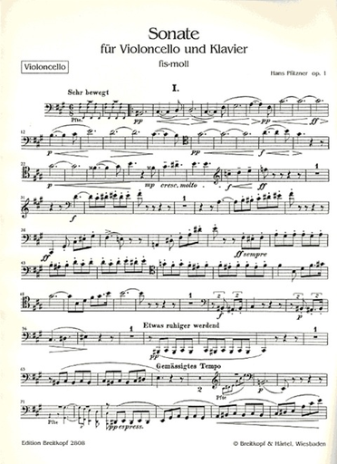 Pfitzner, Hans: Sonate in F-sharp Minor. op. 1 (Cello & Piano)