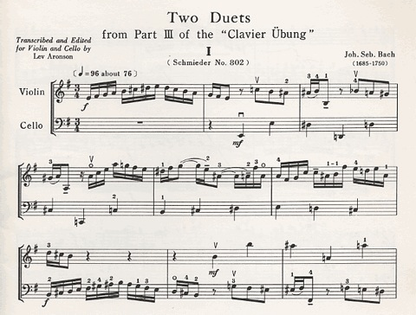 Bach, J.S. (Aronson): Two Duets (violin & cello)