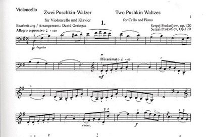 Prokofiev, Sergei: Pushkin Waltzes Op.120 (Cello & Piano)