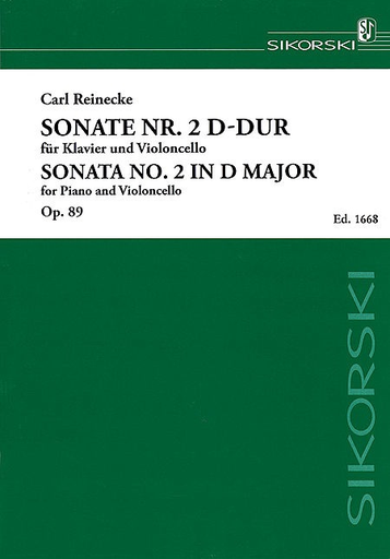 Reinecke, Carl: Sonata No. 2, Op. 89 in D major (cello & piano)