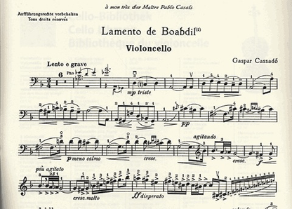 Cassado, Gaspar: Lamento de Baobdil (cello & piano)