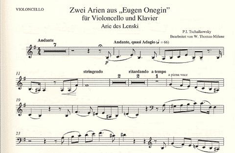 Tchaikovsky, Pyotr: 2 Arias from Eugen Onegin (cello & piano)