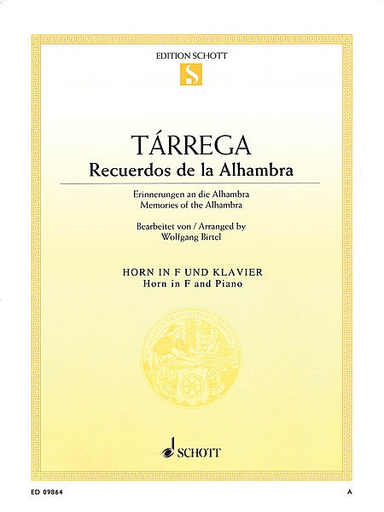Tarrega, F (Birtel).: Recuerdos de la Alhambra (cello & piano)