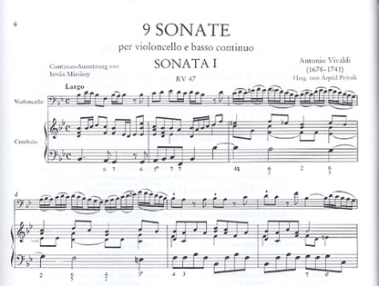 Vivaldi, A.: 9 Sonatas-urtext (cello & piano)