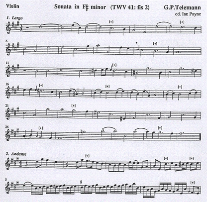 Telemann, G.P.:(Payne): Sonata in F# Minor (violin, Piano, Cello optional)