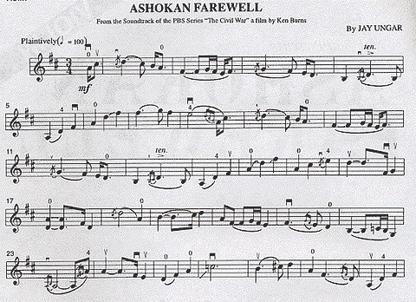 Ungar, Jay: Ashokan Farewell from the ''Civil War'' (violin, piano, chords)