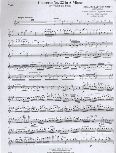 Viotti, G.B. (Kreisler): Concerto #22 in a minor (violin & piano)