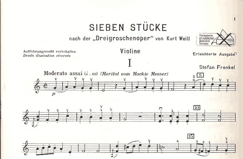 Weill, Kurt: Seven Pieces from the Threepenny Opera-Easy version (violin & piano)