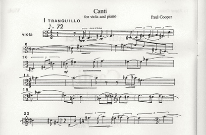 Cooper, Paul: Canti (viola & piano)