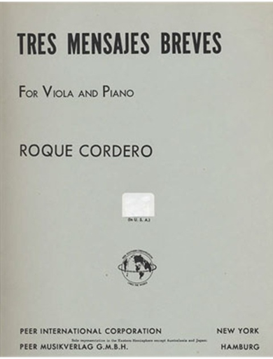 Cordero, Roque: 3 Mensajes Breves (viola & piano)