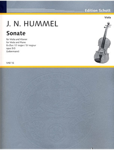 Hummel, J.N.: Viola Sonata in E flat, Op. 5 No. 3