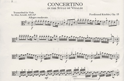 Kuchler: Concertino in G, Op. 15 for viola and piano