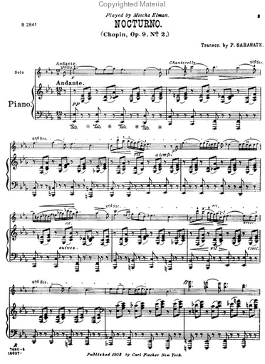 Chopin, Frederic (Sarasate): Nocturno / Nocturne Op. 9 #2