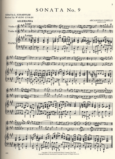 Corelli, A. (Schaeffler): 12 Sonatas, Op.2, Volume III (two violins, and piano, with Cello ad libitum)