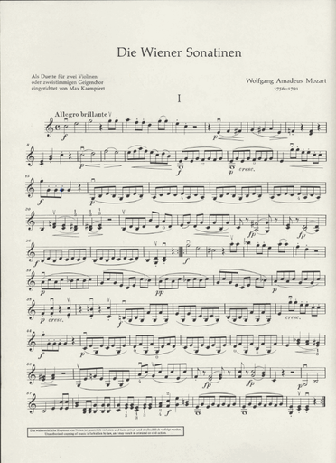 Mozart, W.A.: 12 Viennese Sonatinas - Die Wiener Sonatinen (2 violins)