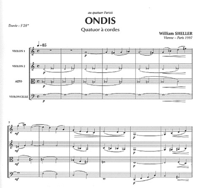 Sheller, William: Ondis (string quartet) score and parts