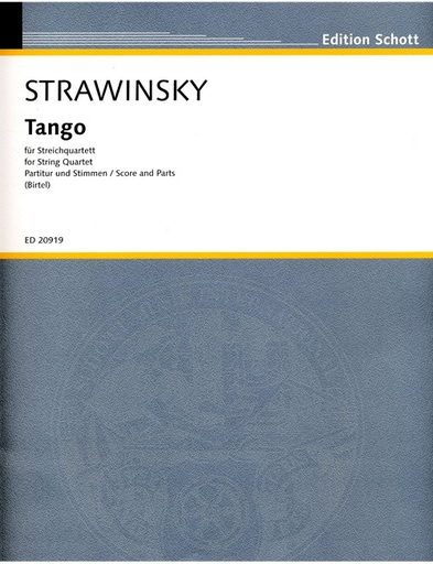 Stravinsky, Igor: Tango (String Quartet) score and parts