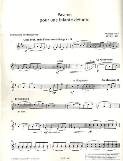 Ravel, M (Birtel, arr.): Pavane Pour Une Infante Defunte (2 violins, viola, and cello)