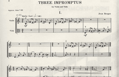 Berger, Jean: Three Impromptus for Violin & Viola