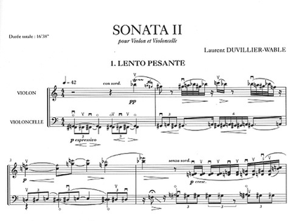Duvillier-Wable L.: Sonata II for Violin & Cello