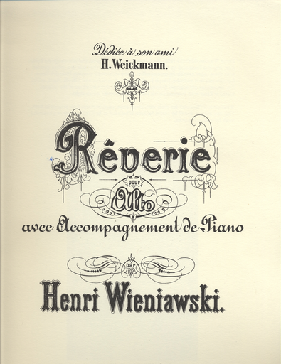 Wieniawski, Henri (Sackson): Reverie for Viola & Piano