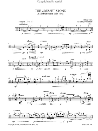 Tann, Hilary: The Cresset Stone (viola solo)
