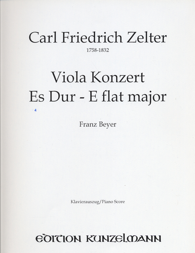 Zelter, Carl Friedrich: Viola Concerto in Eb Major (viola & piano)