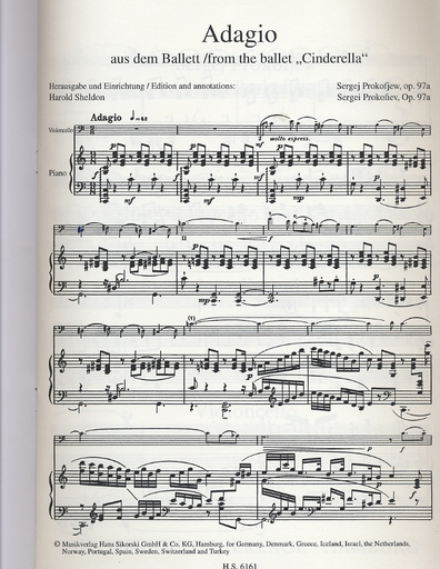 Prokofiev Sergei: Adagio from Cinderella, Op. 97a (cello & piano)