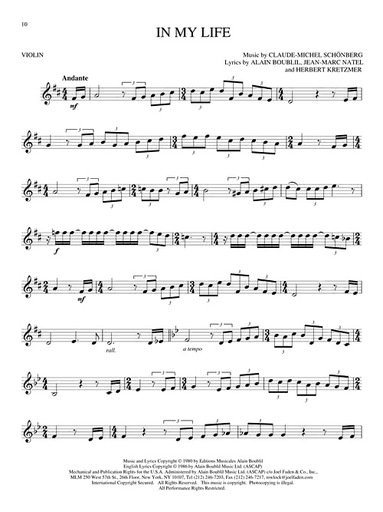 Boublil & Schonberg: Les Miserables (violin)